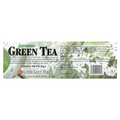 Uncle Lee's Tea, Jasmine Green Tea, 100 Tea Bags, 5.64 Ounces