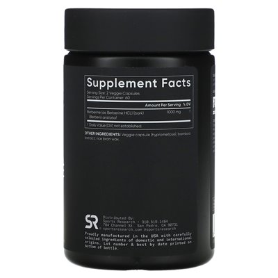 Sports Research, Berberine, 1,000 mg, 120 Veggie Capsules (500 mg per Capsule) Sports Research, Berberine, 1,000 mg, 120 Veggie Capsules (500 mg per Capsule)