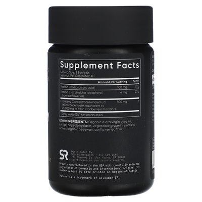 Badania sportowe, Cranberry Fruit Complex, 90 softgels
