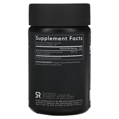 Badania sportowe, berberyna, 1000 mg, 60 kapsułek wegetariańskich (500 mg na kapsułkę)
