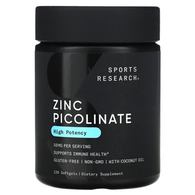 Sports Research, Zinc Picolinate, High Strength, 50mg, 120 Softgels