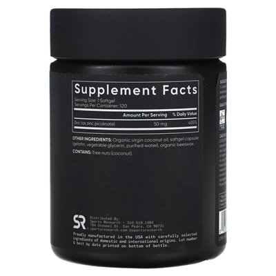 Sports Research, Zinc Picolinate, High Strength, 50mg, 120 Softgels