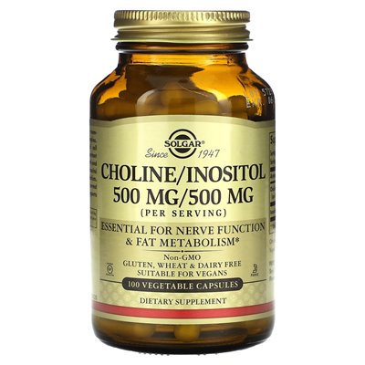 Solgar, choline/inozytol, 100 kapsułek warzywnych Solgar, choline/inozytol, 100 kapsułek warzywnych