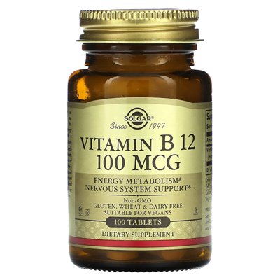 Solgar, witamina B12, 100 mcg, 100 tabletek