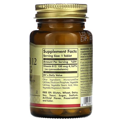 Solgar, witamina B12, 100 mcg, 100 tabletek