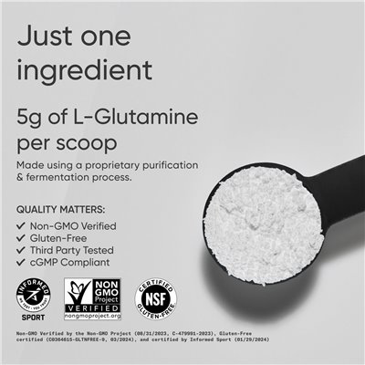 Badania sportowe, L-glutamina, niezmożone, 1,1 funta (500 g)