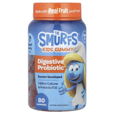 The Smurfs, Kids Gummy, Probiotyk trawienny, w wieku 3+, Smurf Berry, 80 Gummies