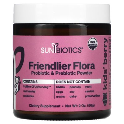 Sunbiotics, Dla Dzieci! Przyjazna Flora, Probiotyk & Prebiotyk, Jagodowy, 5 Miliardów, 56 g Sunbiotics, Dla Dzieci! Przyjazna Flora, Probiotyk & Prebiotyk, Jagodowy, 5 Miliardów, 56 g