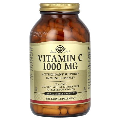 Solgar, Witamina C, 1000 mg, 250 Wegetariańskich Kapsułek Solgar, Witamina C, 1000 mg, 250 Wegetariańskich Kapsułek