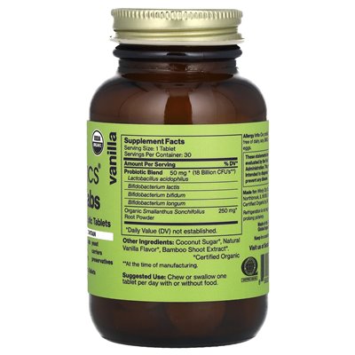 Sunbiotics, Potężne Probiotyki z Organicznym Prebiotykiem Yacon Root, 30 Wegetariańskich Tabletek