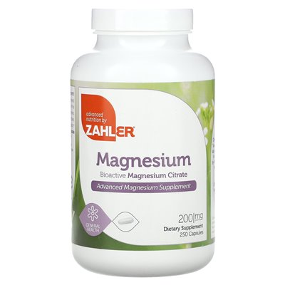 Zahler, magnez, bioaktywny cytrynian magnezu, 200 mg, 250 kapsułek
