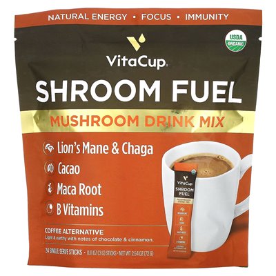 Vitacup, Mushroom Fuel, Pilz-Getränkemix, 24 einzelne Sticks, je 0,11 oz (3 g)