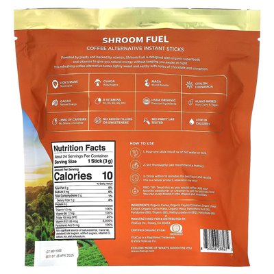 Vitacup, Mushroom Fuel, Mushroom Drink Mix, 24 Individual Sticks, 0.11 oz (3 g) Each