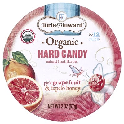 Torie & Howard, organiczne hard cukierki, różowy miód grejpfruta i tupelo, 2 uncje (57 g) Torie & Howard, organiczne hard cukierki, różowy miód grejpfruta i tupelo, 2 uncje (57 g)