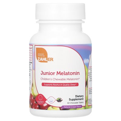 Zahler, junior melatonina, naturalne winogrona, 1 mg, 60 tabletek do żucia