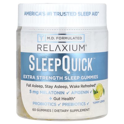 Relaksium, Sleep Quick ™ Gummie, dodatkowa siła, pyszna cytryna, 60 gumzy