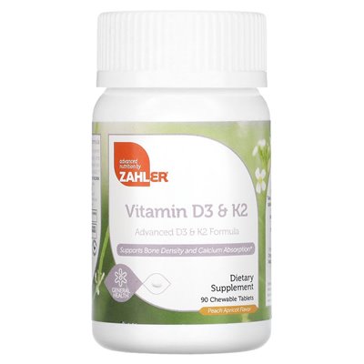 Zahler, witamina D3 i K2, Peach Morel, 90 tabletek do żucia