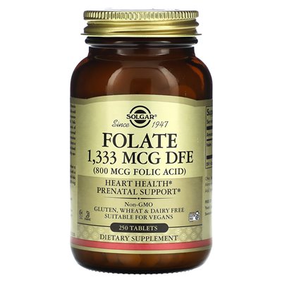 Solgar, folian, 1333 mcg DFE, 250 tabletek