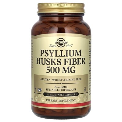 Solgar, błonnik Psyllium, 1000 mg, 200 kapsułek warzywnych (500 mg na kapsułkę)