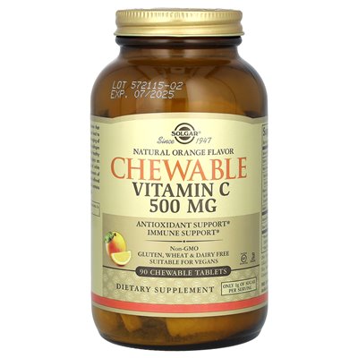 Solgar, Chewable Vitamin C, Natural Orange, 500 mg, 90 Chewable Tablets Solgar, Chewable Vitamin C, Natural Orange, 500 mg, 90 Chewable Tablets