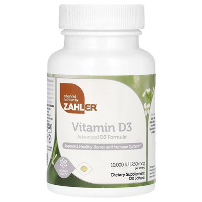 Zahler, witamina D3, 250 mcg (10 000 IU), 120 softgels