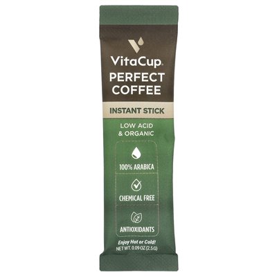 Vitacup, idealna kawa rozpuszczalna, niski kwas i organiczna, ciemna pieczeń, 24 pojedyncze patyki, 0,09 uncji (2,5 g)