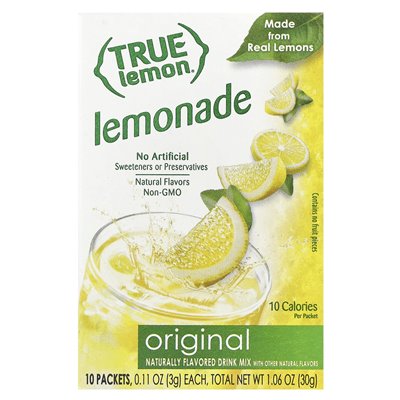 True Citrus, True Lemon®, oryginalna lemoniada, 10 pakietów, 0,11 uncji (3 g)