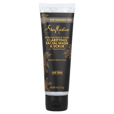 Sheamoisture, clarifying face wash and scrub with tamarind extract, african black soap, fragrance free fragrance,