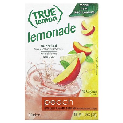 Real Citrus, Real Lemon, Limonade, Pfirsich, 10 Päckchen, je 0,11 oz (3 g)