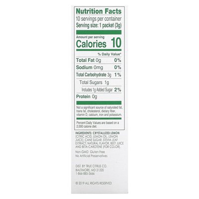 Real Citrus, Real Lemon, Limonade, Pfirsich, 10 Päckchen, je 0,11 oz (3 g)