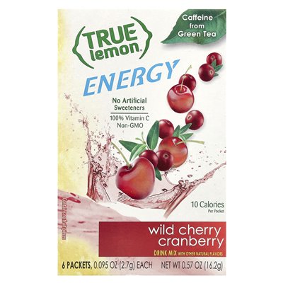 True Citrus, True Lemon®, Energy, Wild Cherry Cranberry, 6 pakietów, 0,095 uncji (2,7 g)