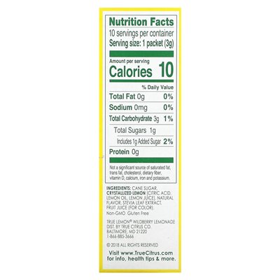 Real Citrus, Real Lemon, Limonade, Waldbeere, 10 Päckchen, je 0,11 oz (3 g)