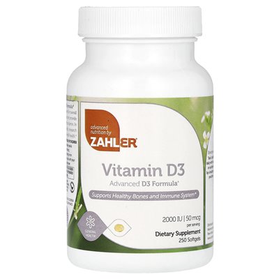 Zahler, witamina D3, 50 mcg (2000 IU), 250 softgels