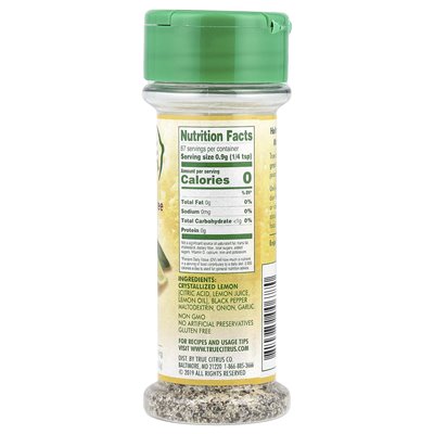 True Citrus, True Lemon®, krystalizowana pieprz cytrynowa, 2,12 uncji (60 g) True Citrus, True Lemon®, krystalizowana pieprz cytrynowa, 2,12 uncji (60 g)