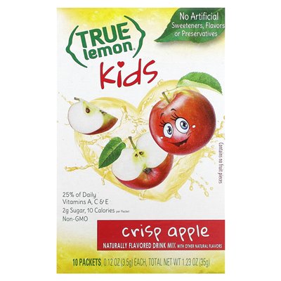 Real Citrus, Real Lemon, Kids Drink Mix, Crispy Apple, 10 Packets, 0.12 oz (3.5 g)