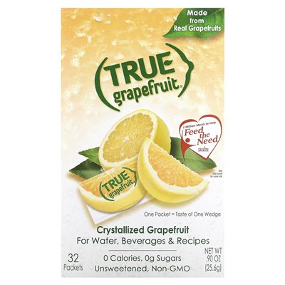 Real Citrus, Real Grapefruit, Crystallized Grapefruit, Unsweetened, 32 Packets .90 oz (25.6 g)