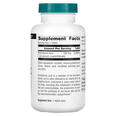 Źródło naturalne, kwas pantotenowy, 250 mg, 250 tabletek Źródło naturalne, kwas pantotenowy, 250 mg, 250 tabletek