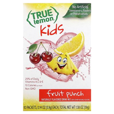 Prawdziwe cytrusy, prawdziwa cytryna, mieszanka picia dla dzieci, Punch Fruit, 10 paczek 0,14 uncji (3,9 g) każdy