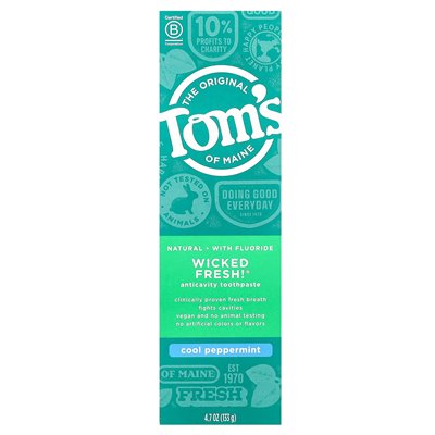 Tom's of Maine, Diabelsko Świeży!, Naturalny Pasta do Zębów Przeciwpróchnicowy z Fluorem, Chłodny Menta, 4,7 uncji (133 g)