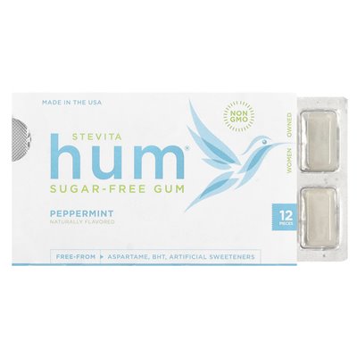 Stevita, Hum®, Kaugummi ohne Zucker, Pfefferminze, 12 Stück
