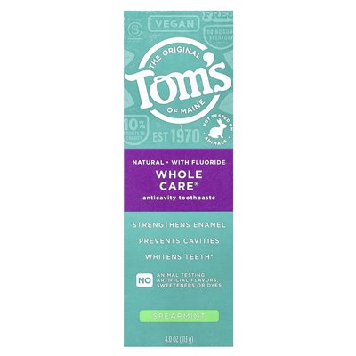 Tom's of Maine, Whole Care®, naturalna pasta do zębów z fluorkiem, włócznią, 4 uncje (113 g)