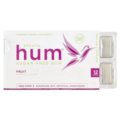 Stevita, Hum ™, sugar-free gum, fruit, 12 pieces