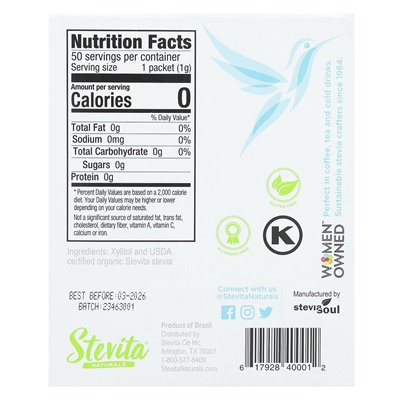 Stevita, Naturals, Stevia mit Xylitol, Supreme, 50 Päckchen, 1,8 oz (50 g)