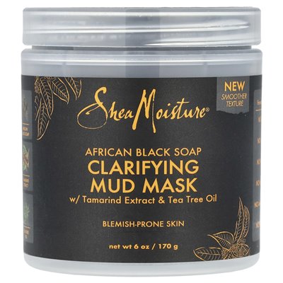 Sheamoisture, Clastrifying Mud Beauty Mask, Afrikanische schwarze Seife mit Tamarindenextrakt und Teebaumöl, 6 oz