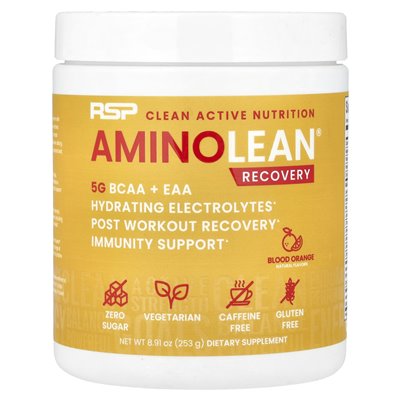 RSP Nutrition, Aminolean® Recovery, Caffeine, Blood Orange, 8.91 oz (253 g)