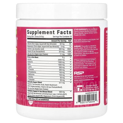 RSP Nutrition, Aminolean® Recovery, kofeina, lemoniada Hibiscus, 7,52 uncji (213 g)