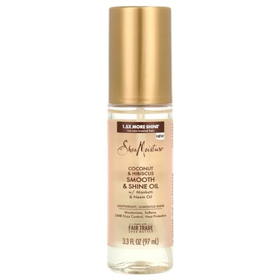 Sheamoisture, gładki i lśniący olej, kokos i hibiscus, 3,3 fl oz (97 ml)
