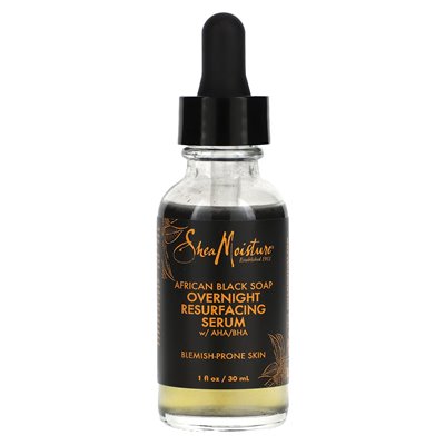 Sheamoisture, Afrikanische schwarze Seife, Nacht-Erholungsserum mit AHA/BHA, 1 fl oz (30 ml)