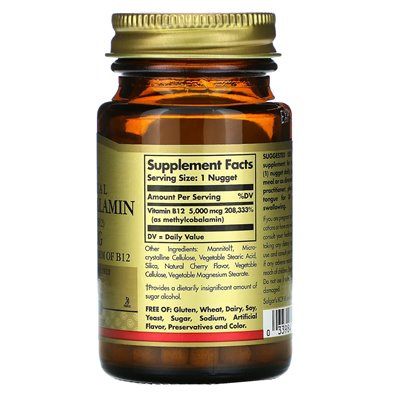 Solgar, podjęzykowa metylokobalamina (witamina B12), 5000 mcg, 30 samorodków