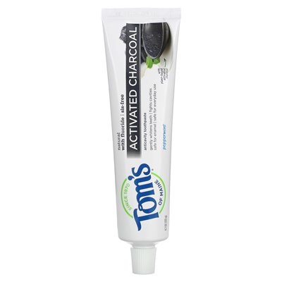 Tom's of Maine, naturalna pasta do zębów, węgiel aktywowany z fluorkiem, miętą mięty, 4,7 uncji (133 g)